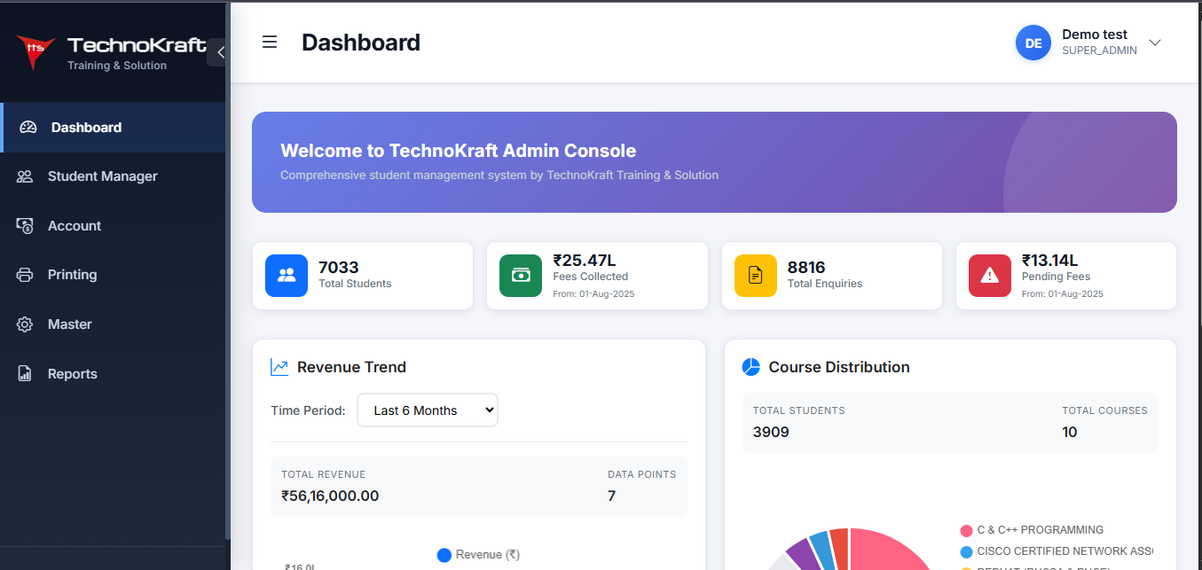 CRM Web App Dashboard